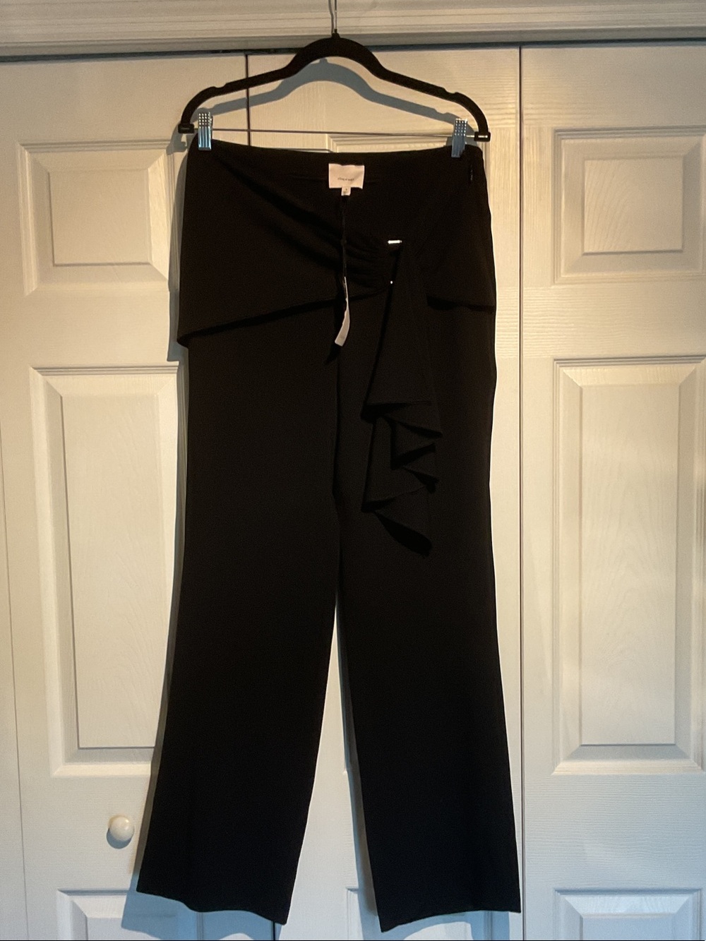 cinq a sept Black Wide-Leg Ruffle Front Pants NWT 8